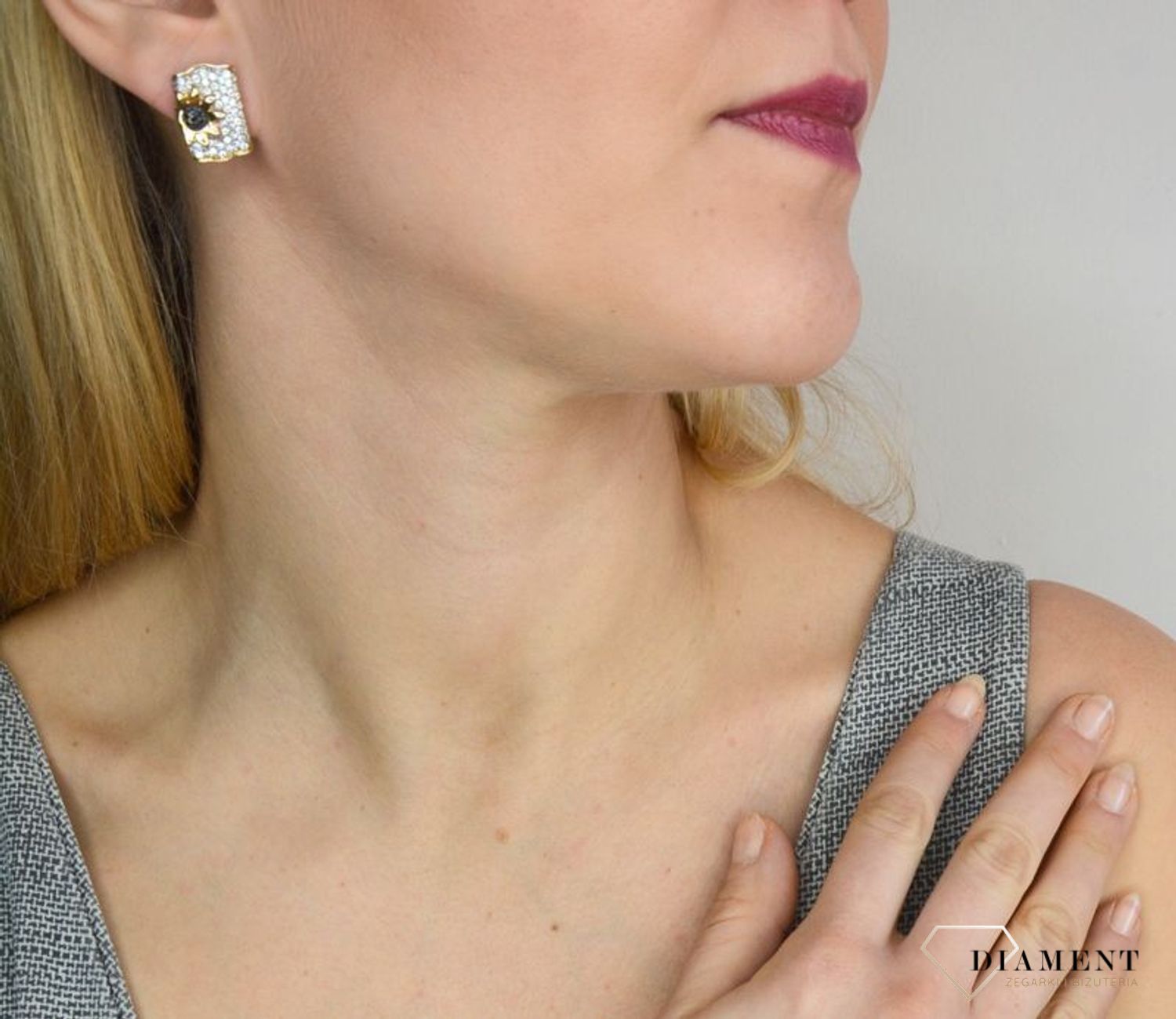 Kolczyki złote 585 na wkręt 'Złote słoneczniki' DIA-KLC-2593-585 ✓.jpg