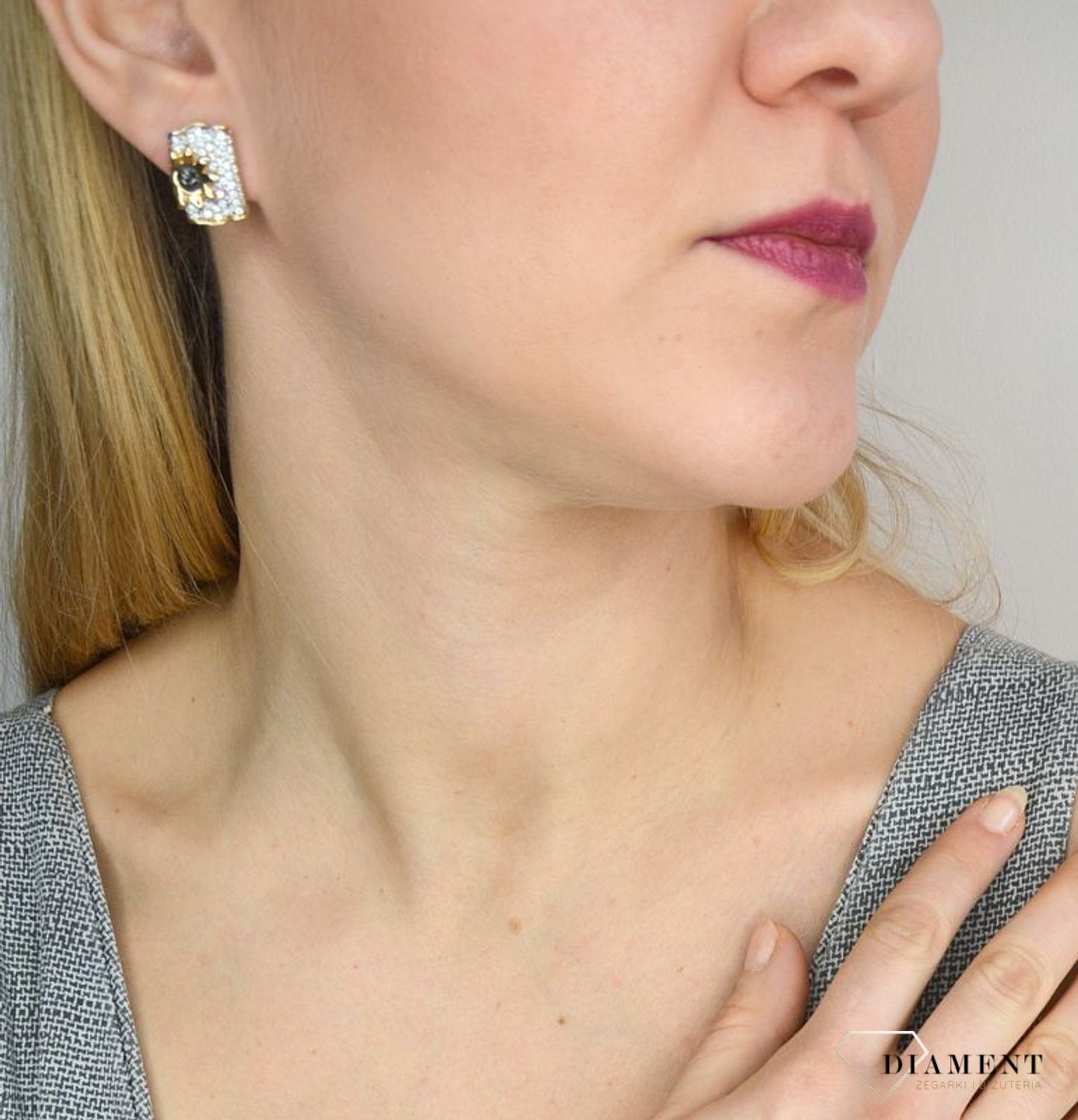 Kolczyki złote 585 na wkręt 'Złote słoneczniki' DIA-KLC-2593-585 ✓.jpg