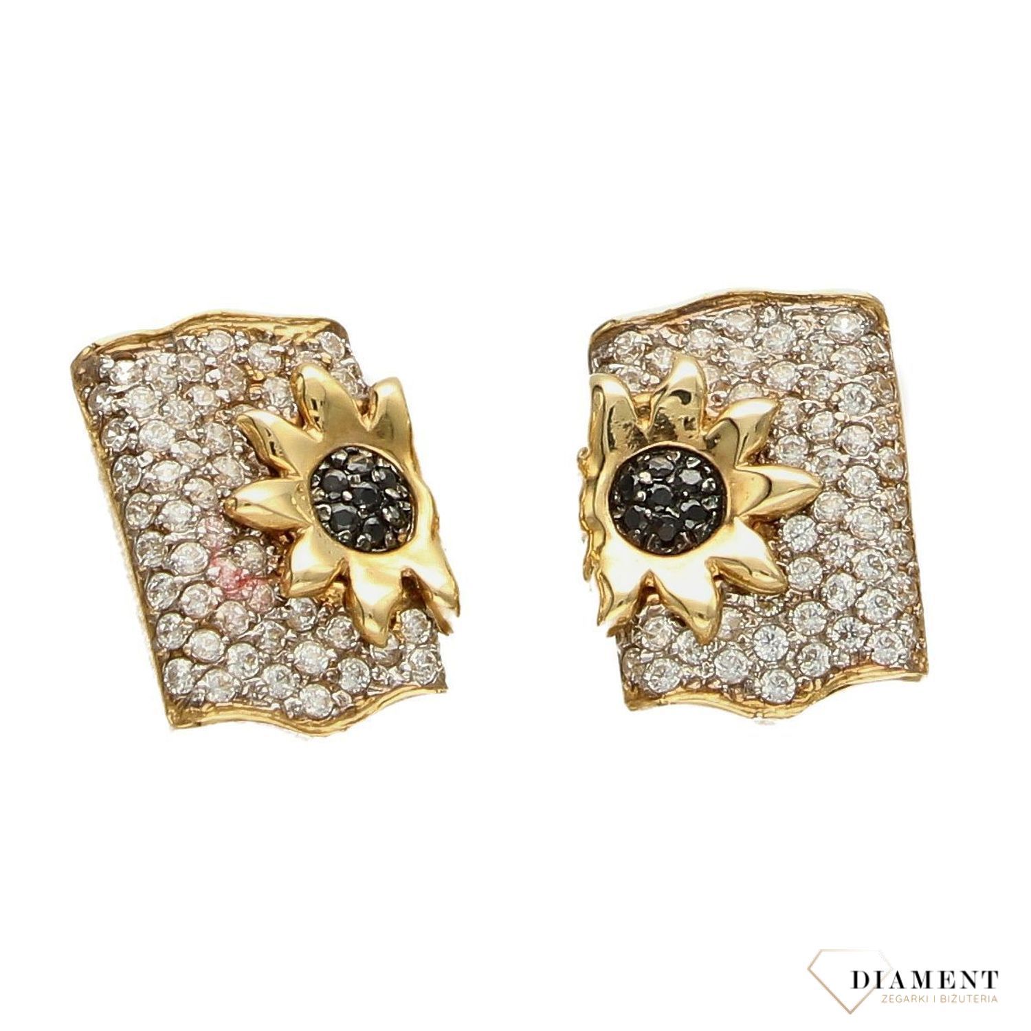 Kolczyki złote 585 na wkręt 'Złote słoneczniki' DIA-KLC-2593-585 ✓.jpg