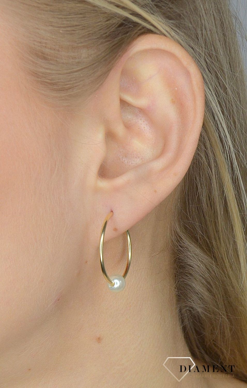 Złote kolczyki 585 koła z perełką DIA-KLC-2598-585.jpg