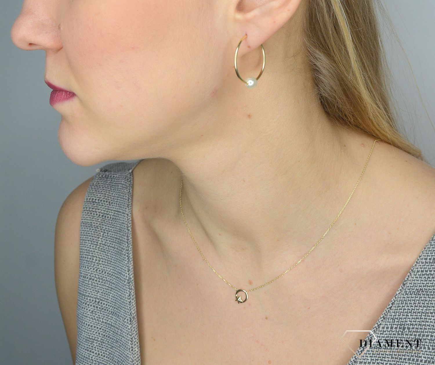 Złote kolczyki 585 koła z perełką DIA-KLC-2598-585.jpg