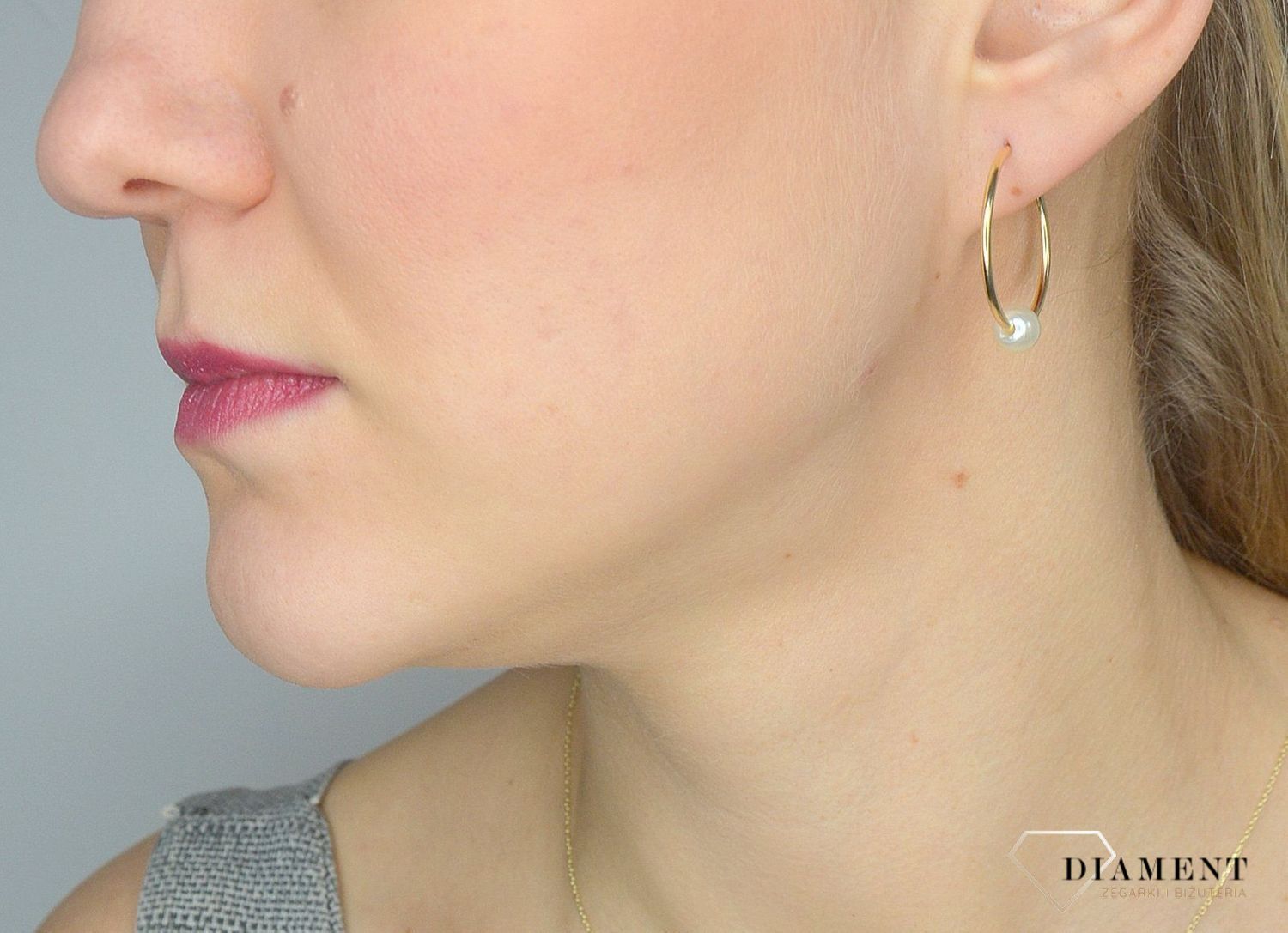 Złote kolczyki 585 koła z perełką DIA-KLC-2598-585.jpg
