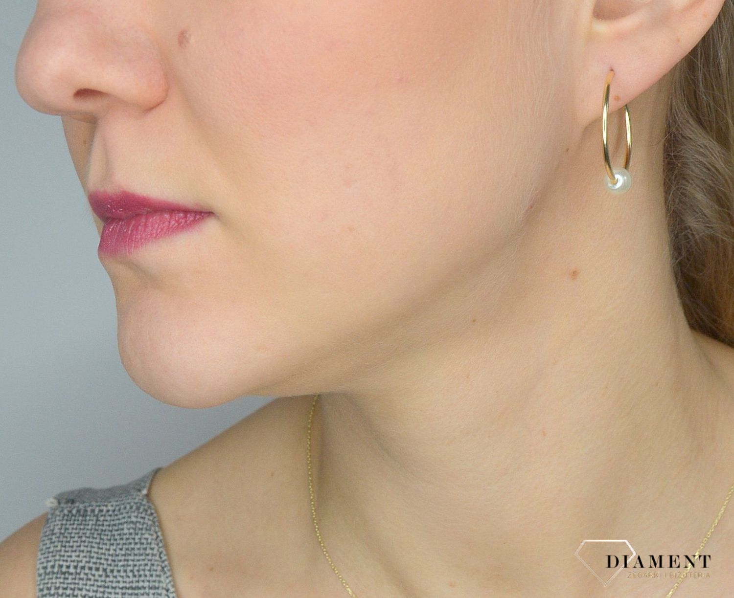 Złote kolczyki 585 koła z perełką DIA-KLC-2598-585.jpg