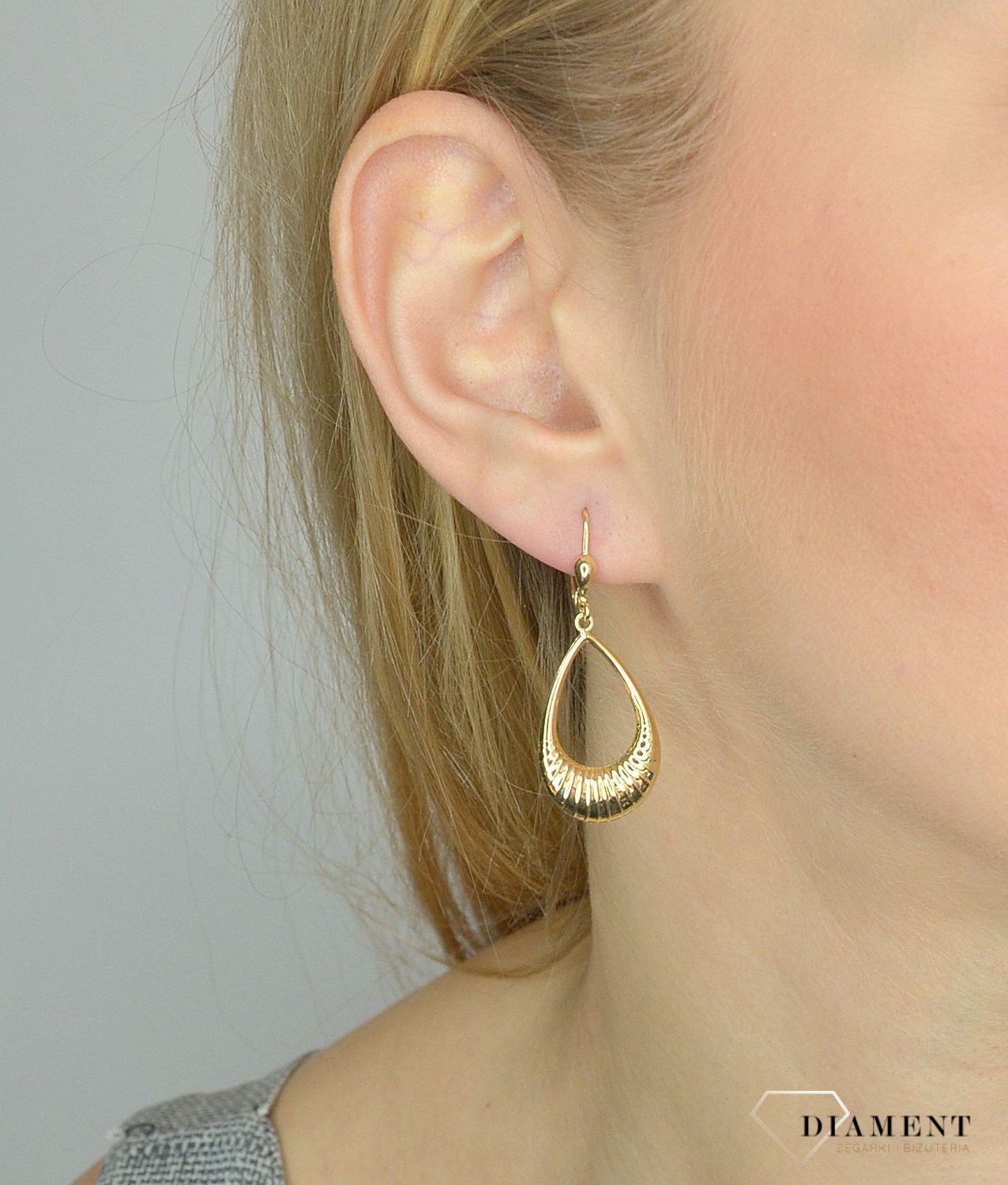 Złote kolczyki 585 wiszące łezki DIA-KLC-2599-585.jpg