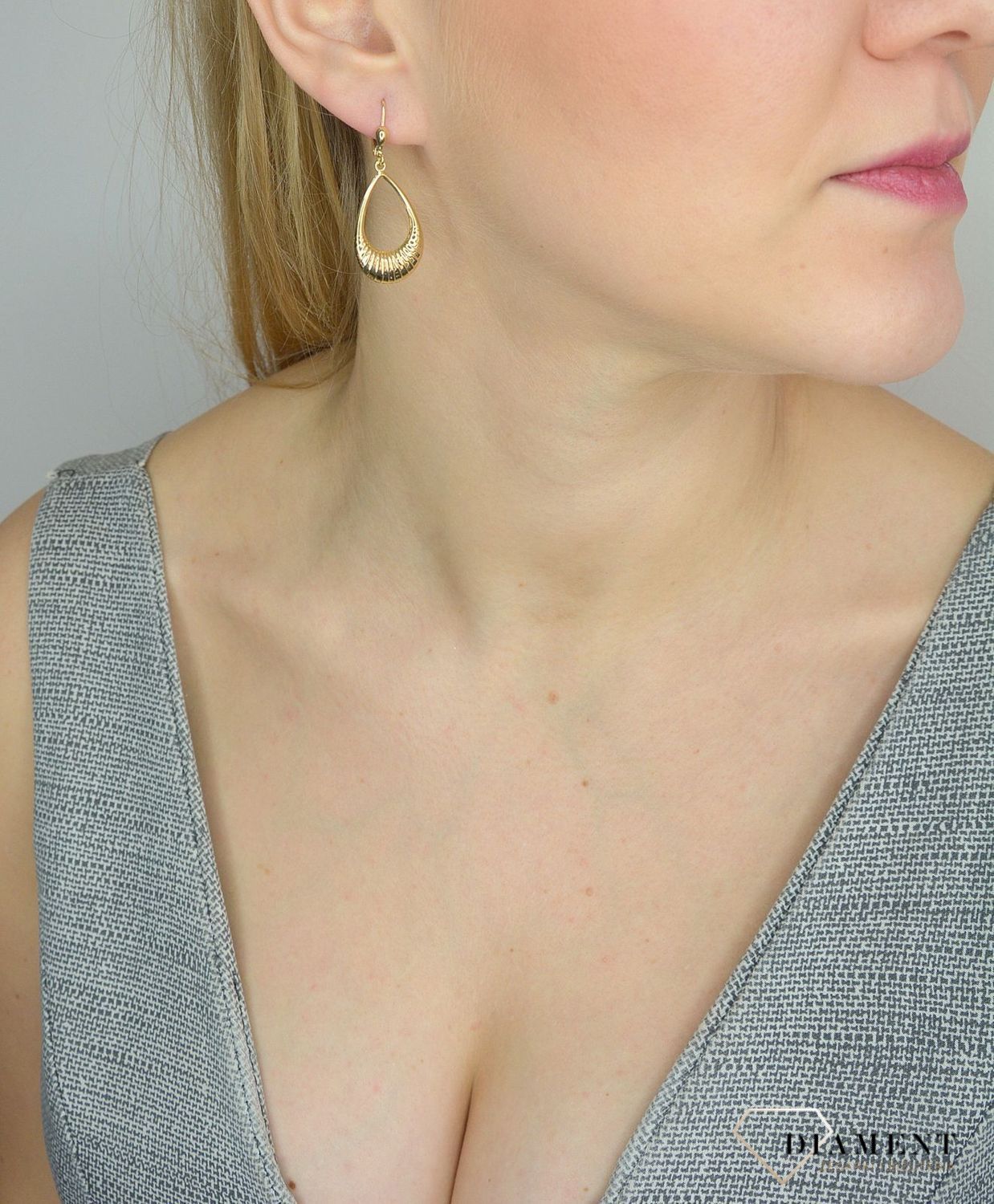 Złote kolczyki 585 wiszące łezki DIA-KLC-2599-585.jpg