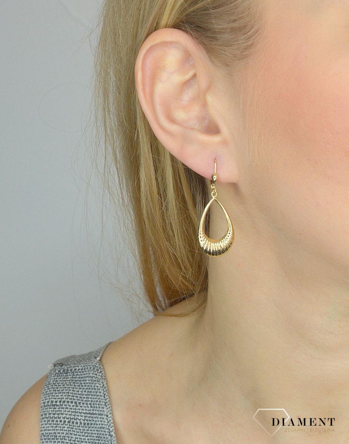 Złote kolczyki 585 wiszące łezki DIA-KLC-2599-585.jpg