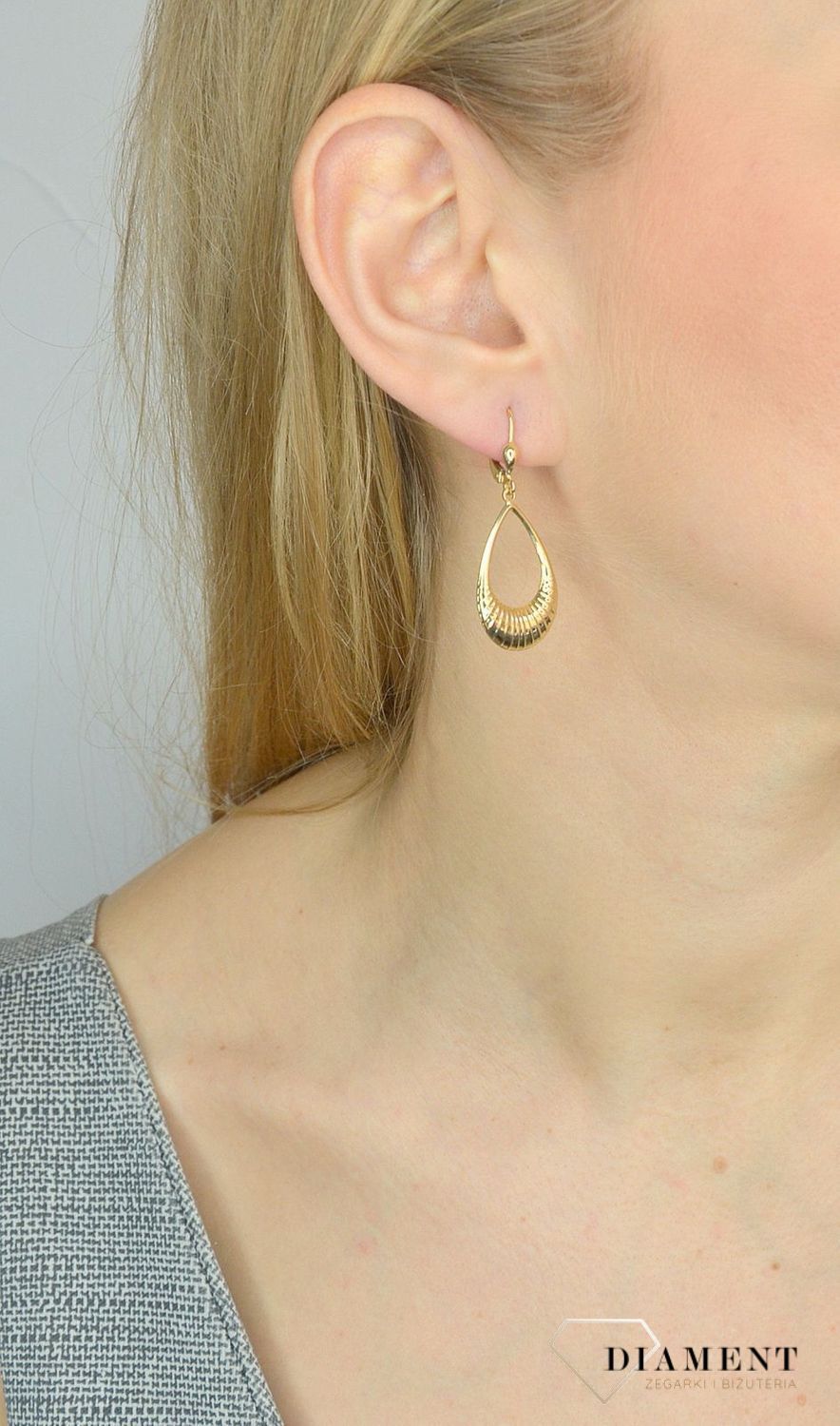 Złote kolczyki 585 wiszące łezki DIA-KLC-2599-585.jpg