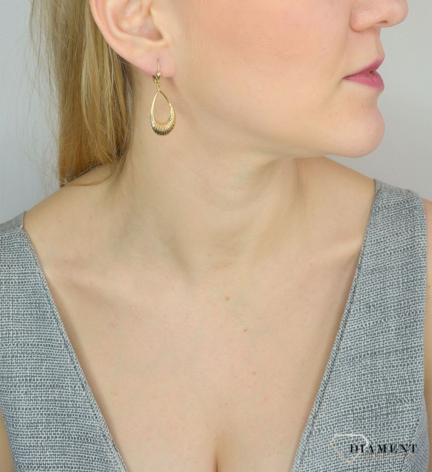 Złote kolczyki 585 wiszące łezki DIA-KLC-2599-585.jpg