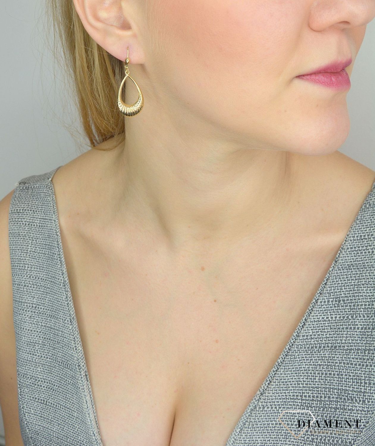 Złote kolczyki 585 wiszące łezki DIA-KLC-2599-585.jpg