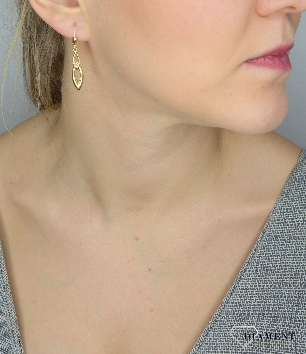 Złote kolczyki 585 wiszące łezki DIA-KLC-2605-585.jpg