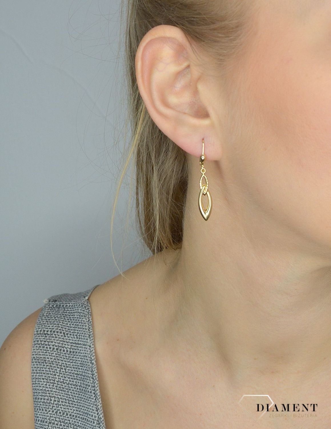 Złote kolczyki 585 wiszące łezki DIA-KLC-2605-585.jpg