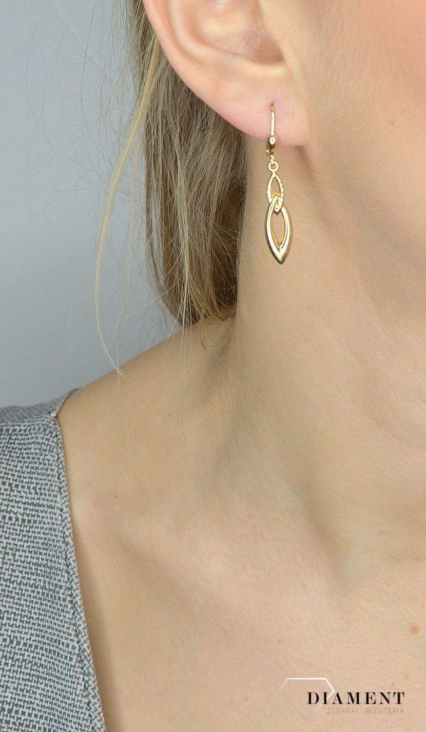 Złote kolczyki 585 wiszące łezki DIA-KLC-2605-585.jpg