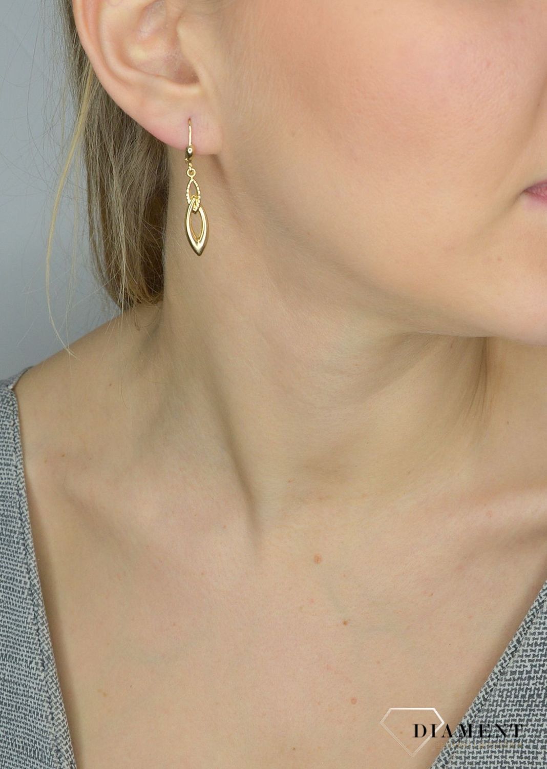 Złote kolczyki 585 wiszące łezki DIA-KLC-2605-585.jpg
