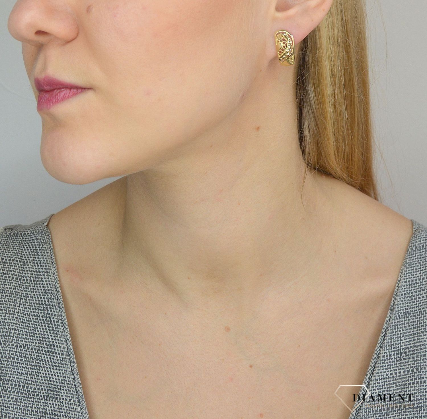 Złote kolczyki 585 ażurowy wzór DIA-KLC-2617-585.jpg