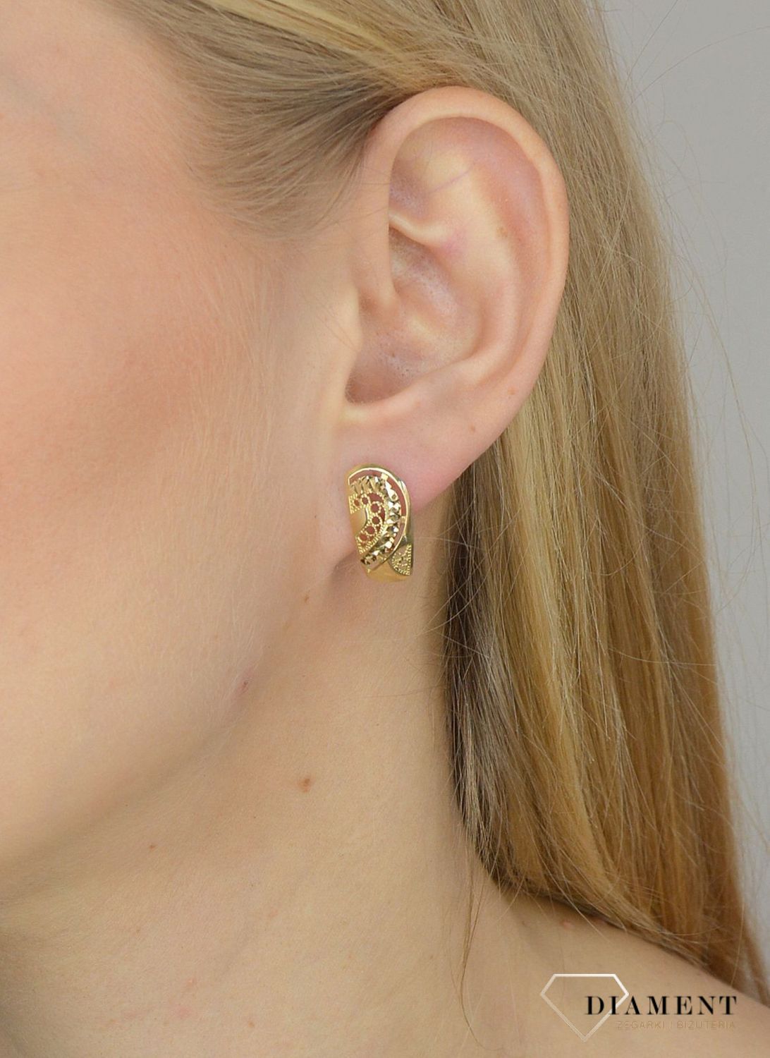Złote kolczyki 585 ażurowy wzór DIA-KLC-2617-585.jpg