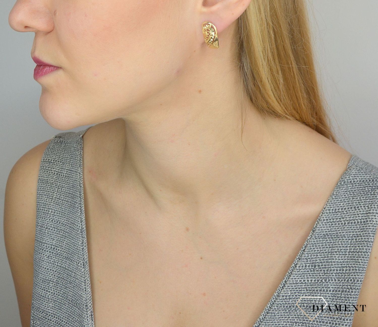 Złote kolczyki 585 ażurowy wzór DIA-KLC-2617-585.jpg