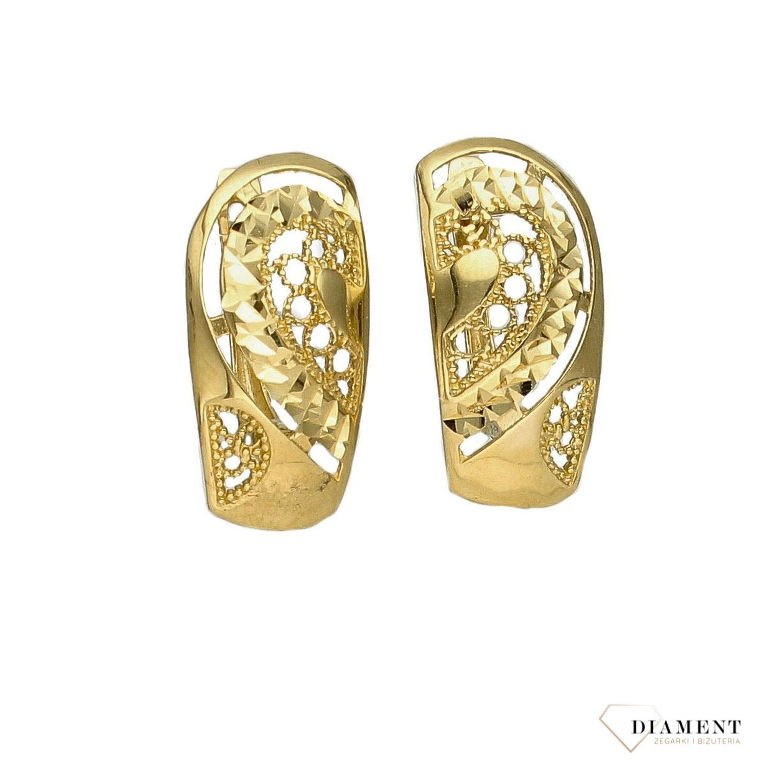 Złote kolczyki 585 ażurowy wzór DIA-KLC-2617-585.jpg