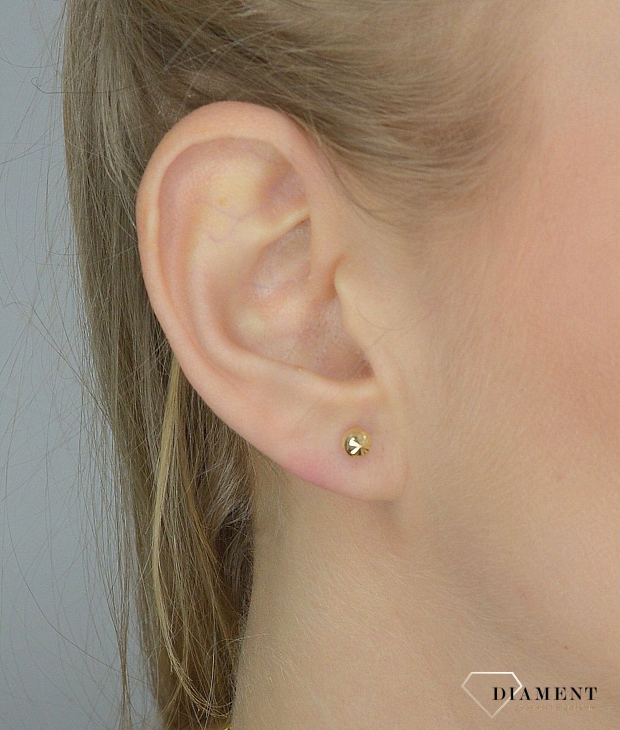 Złote kolczyki 585 grawerowane kuleczki DIA-KLC-2621-585.jpg