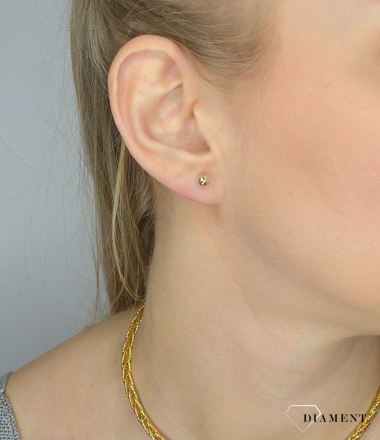 Złote kolczyki 585 grawerowane kuleczki DIA-KLC-2621-585.jpg