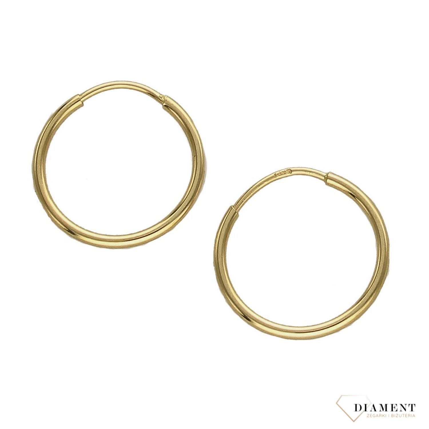 Złote kolczyki 585 gładkie koła 1,5 cm DIA-KLC-2627-585.jpg