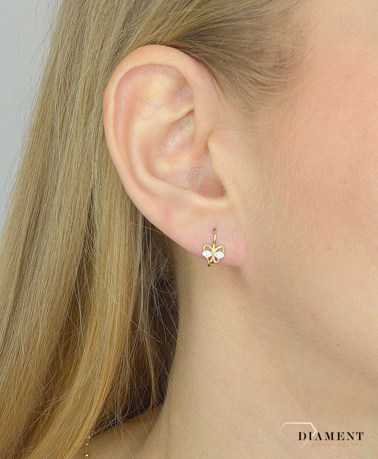 Złote kolczyki dla dziewczynki 585 motylki DIA-KLC-2628-585.jpg