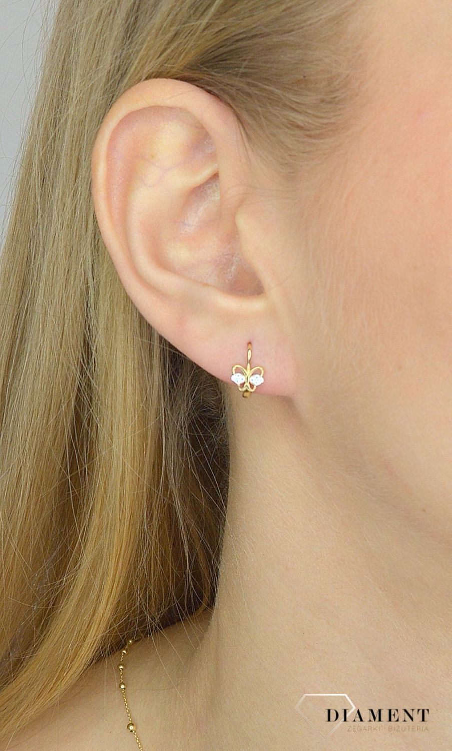 Złote kolczyki dla dziewczynki 585 motylki DIA-KLC-2628-585.jpg