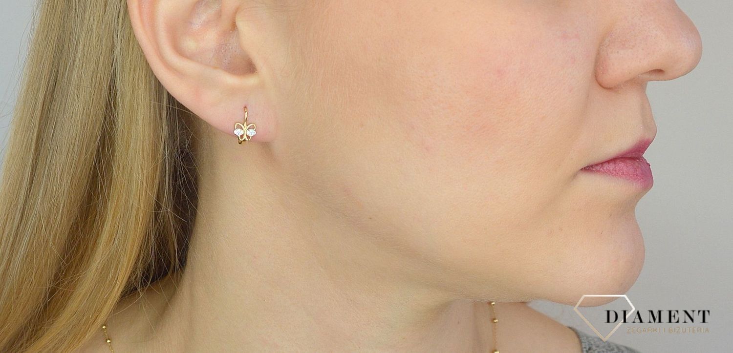 Złote kolczyki dla dziewczynki 585 motylki DIA-KLC-2628-585.jpg