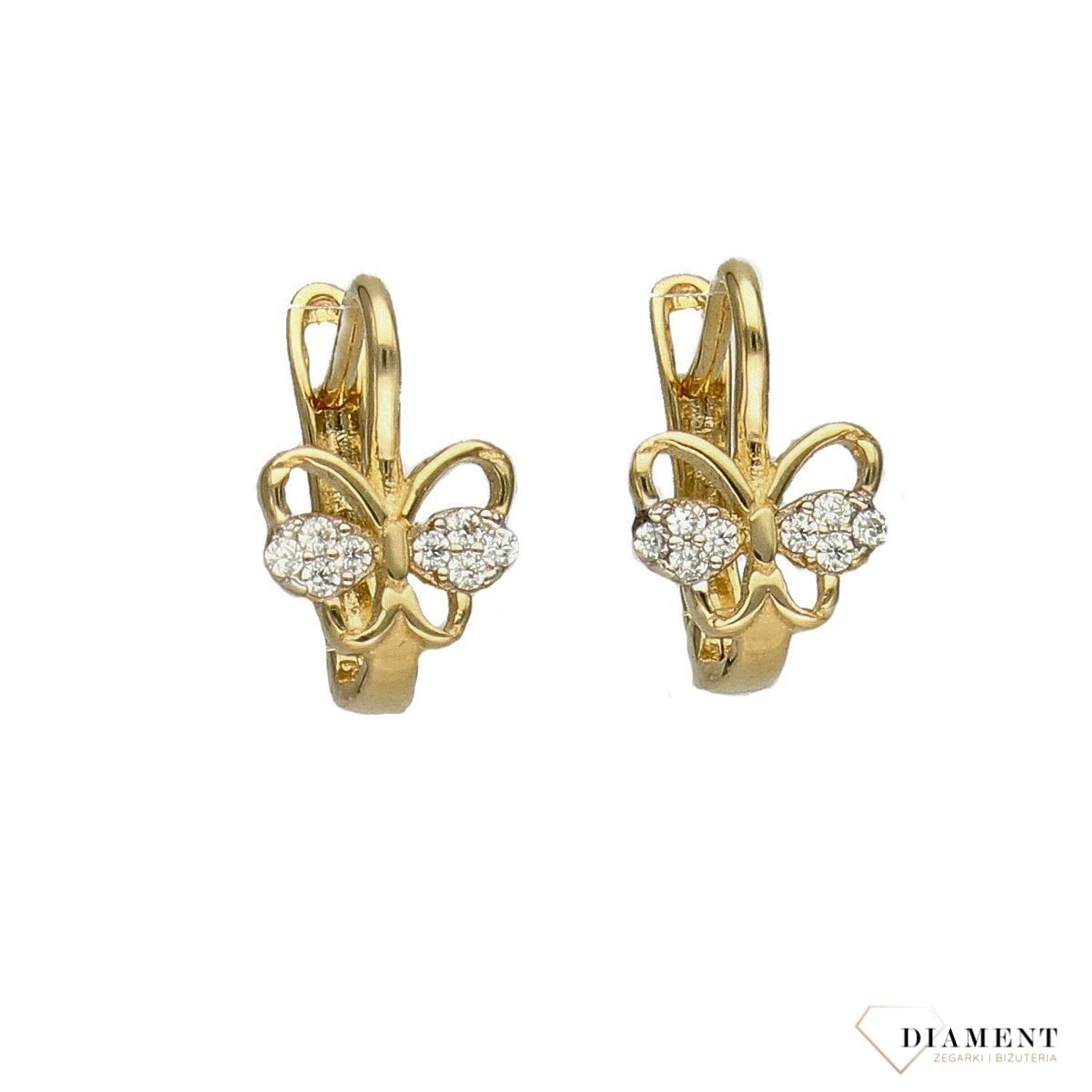 Złote kolczyki dla dziewczynki 585 motylki DIA-KLC-2628-585.jpg