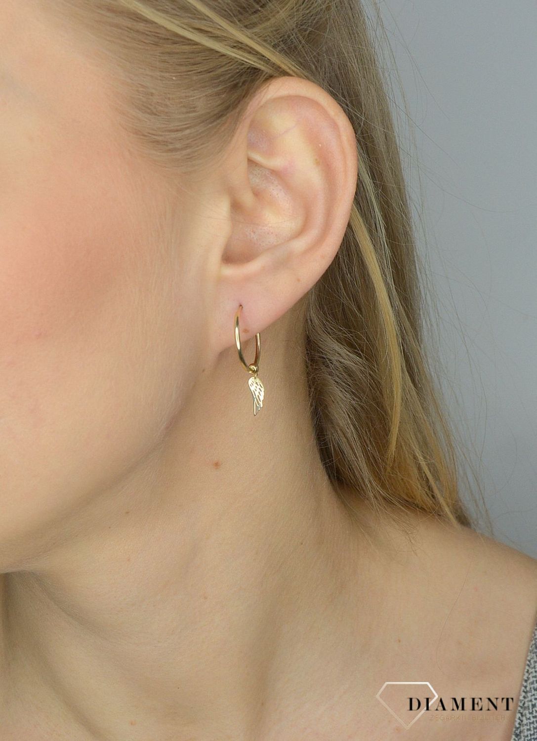 Złote kolczyki 585 koła ze skrzydłem DIA-KLC-2632-585.jpg