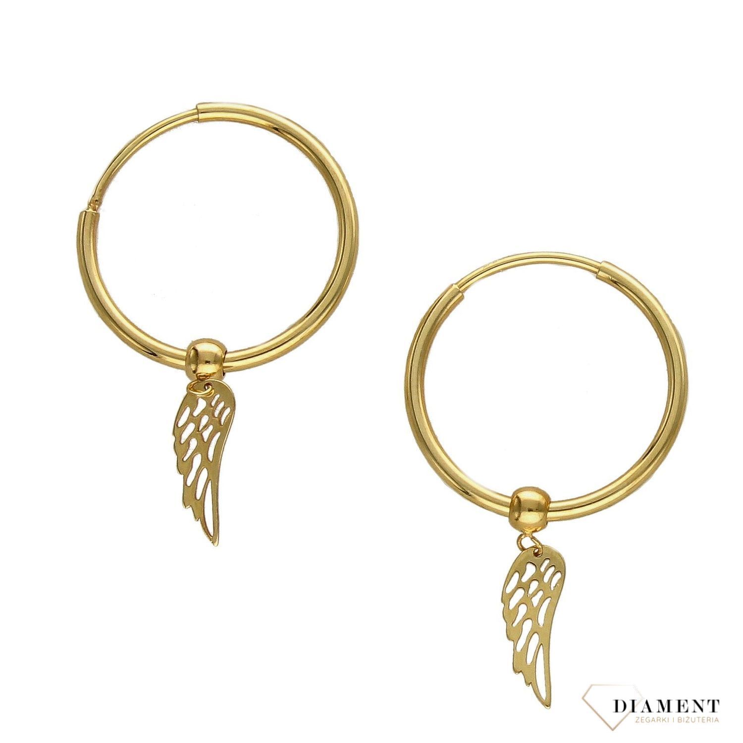 Złote kolczyki 585 koła ze skrzydłem DIA-KLC-2632-585.jpg