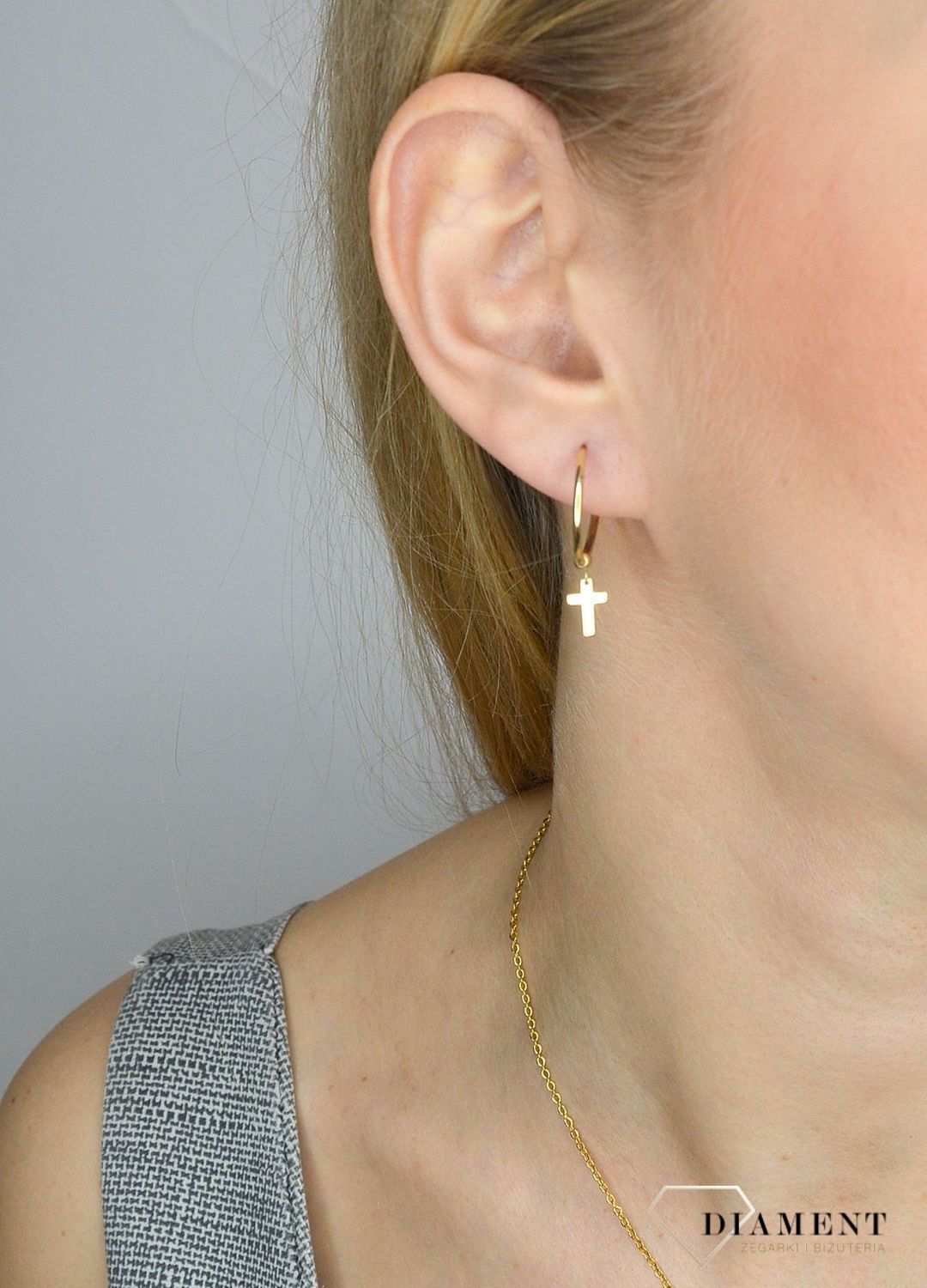 Złote kolczyki 585 koła z krzyżykiem DIA-KLC-2643-585.jpg