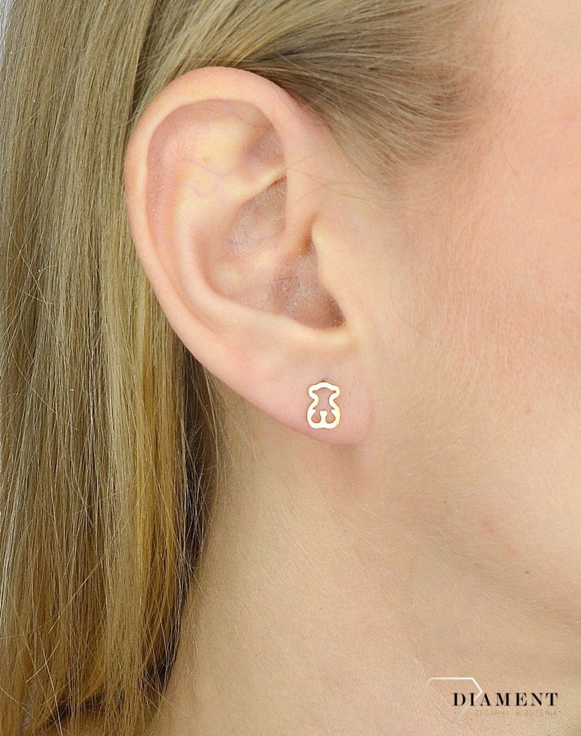 Złote kolczyki 585 kontur misia Tous DIA-KLC-2645-585.jpg