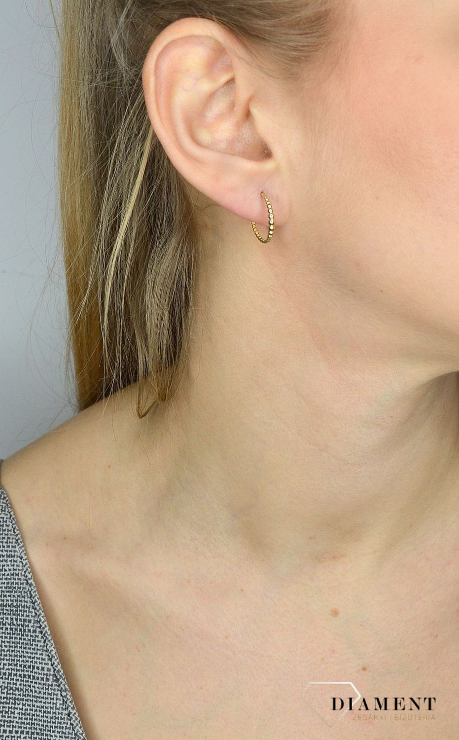 Złote kolczyki 585 ozdobiony kuleczkami DIA-KLC-2648-585.jpg
