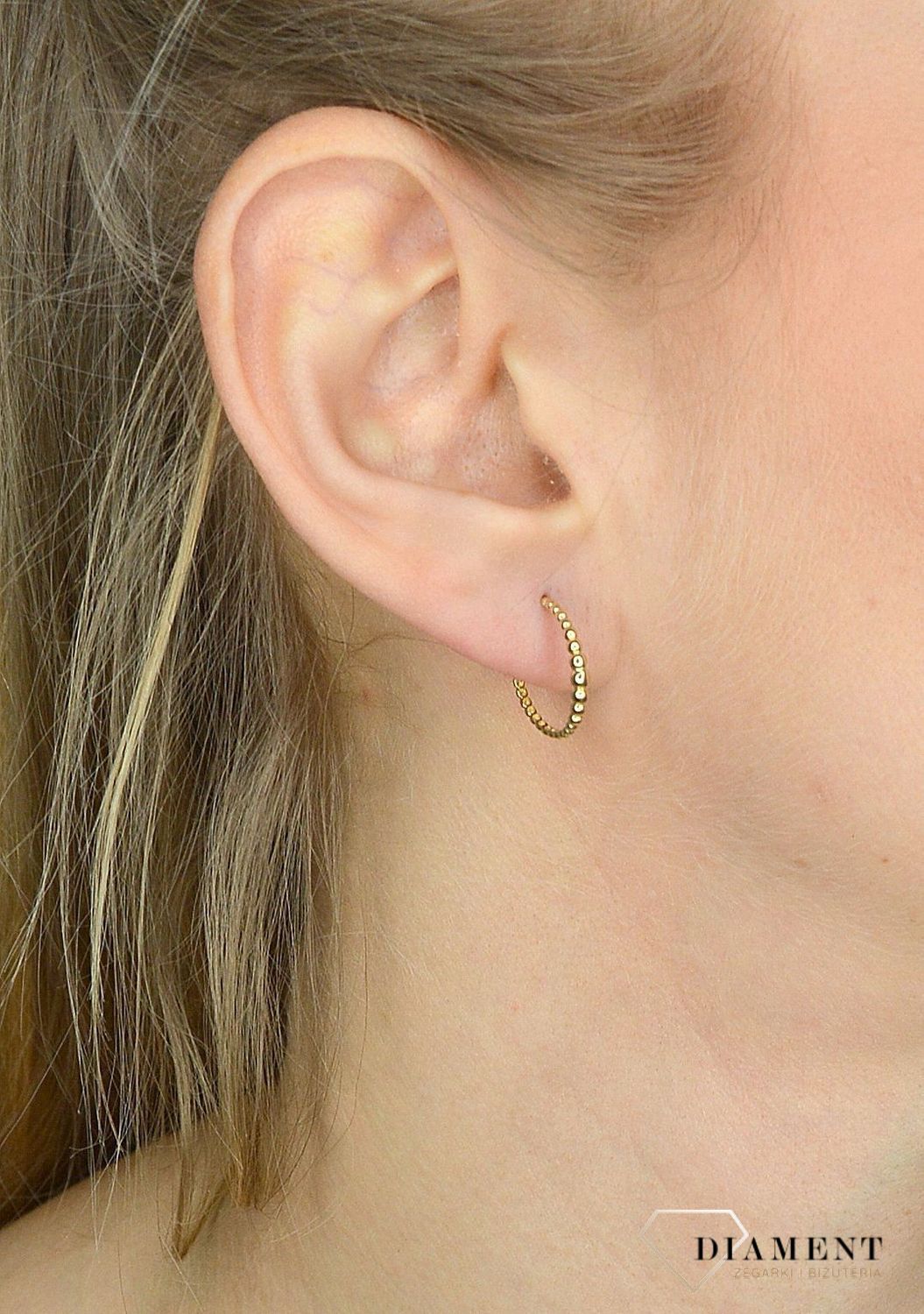 Złote kolczyki 585 ozdobiony kuleczkami DIA-KLC-2648-585.jpg