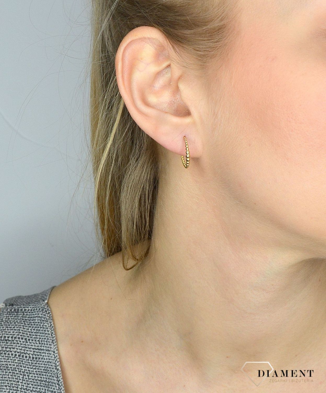 Złote kolczyki 585 ozdobiony kuleczkami DIA-KLC-2648-585.jpg