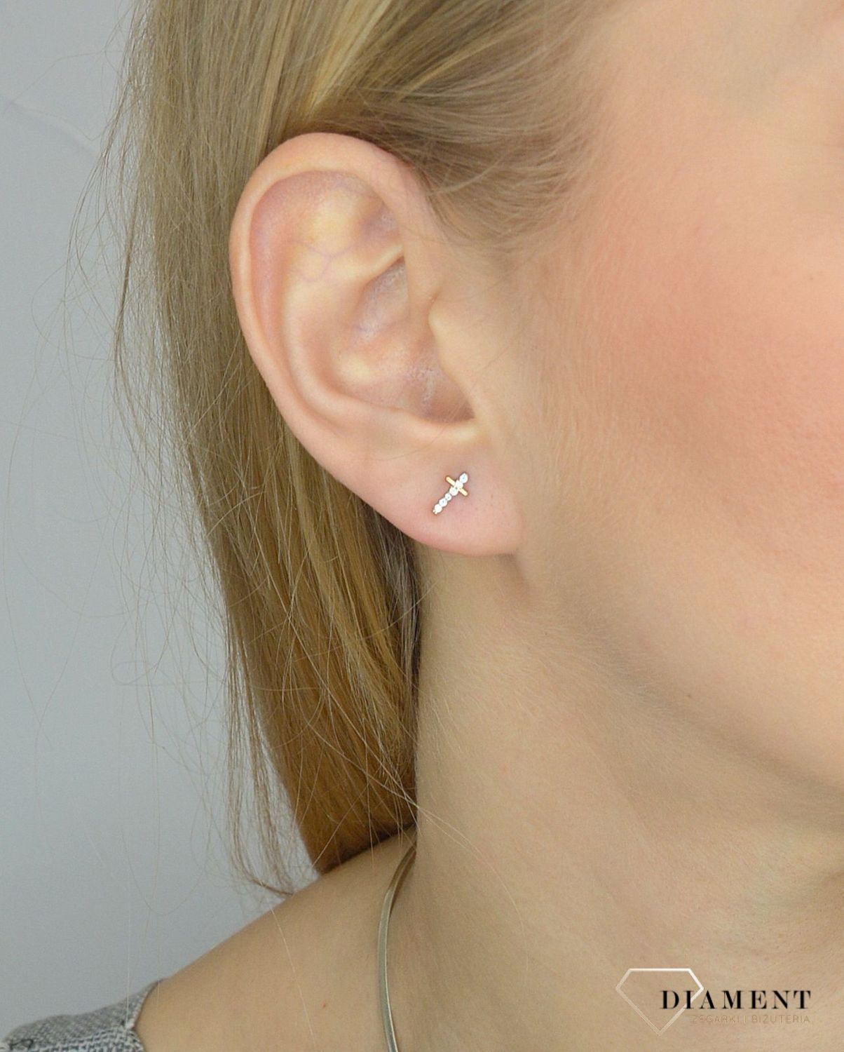 Złote kolczyki 585 krzyże z cyrkonią DIA-KLC-2651-585.jpg