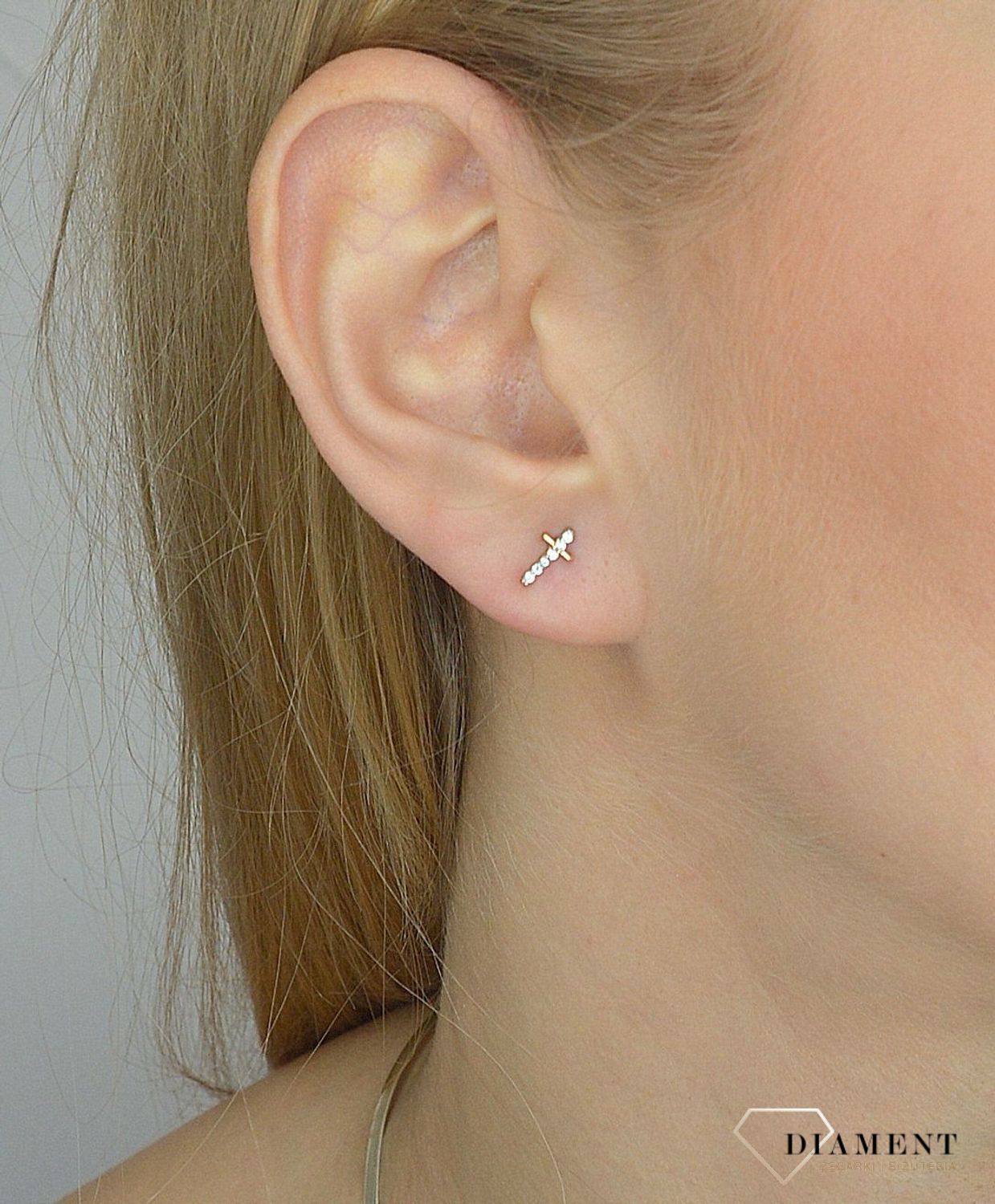 Złote kolczyki 585 krzyże z cyrkonią DIA-KLC-2651-585.jpg