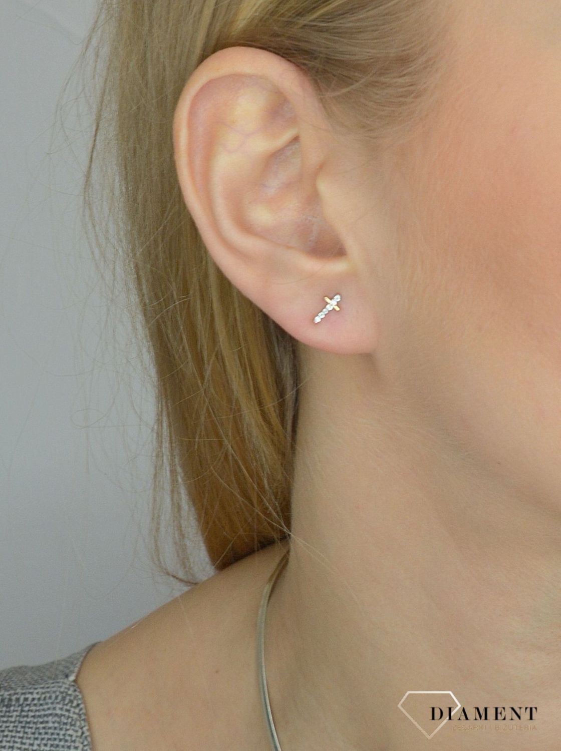 Złote kolczyki 585 krzyże z cyrkonią DIA-KLC-2651-585.jpg