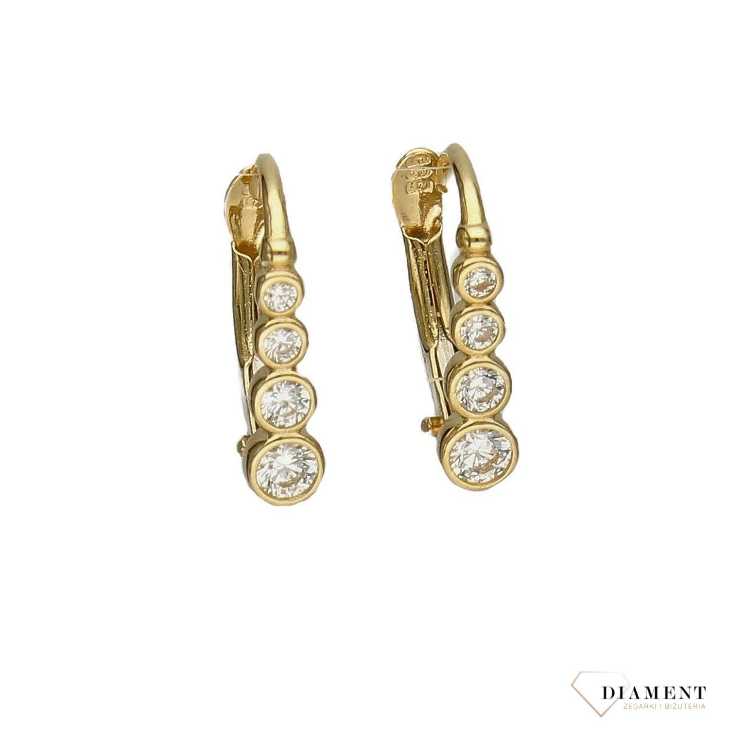 Złote kolczyki 585 rząd błyszczących cyrkonii DIA-KLC-2658-585.jpg