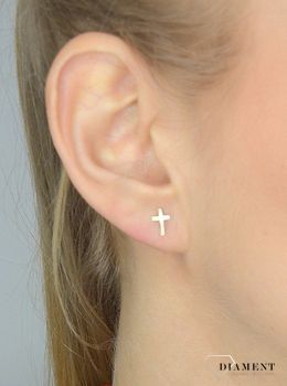 Złote kolczyki 585 wkręty krzyże DIA-KLC-2660-585.1.JPG