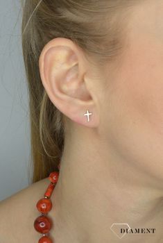 Złote kolczyki 585 wkręty krzyże DIA-KLC-2660-585.3.JPG