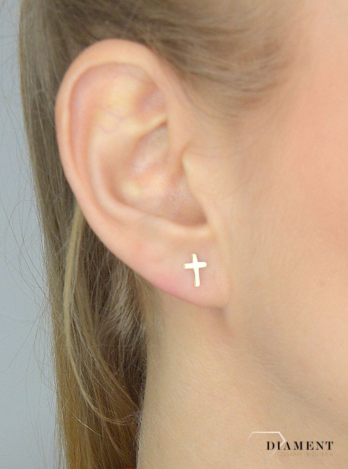 Złote kolczyki 585 wkręty krzyże DIA-KLC-2660-585.jpg