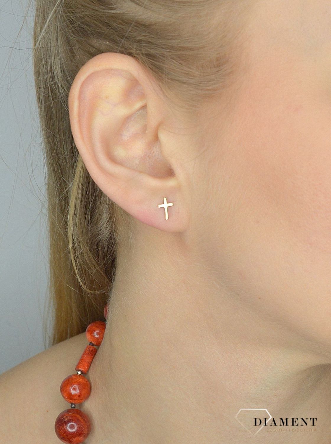 Złote kolczyki 585 wkręty krzyże DIA-KLC-2660-585.jpg