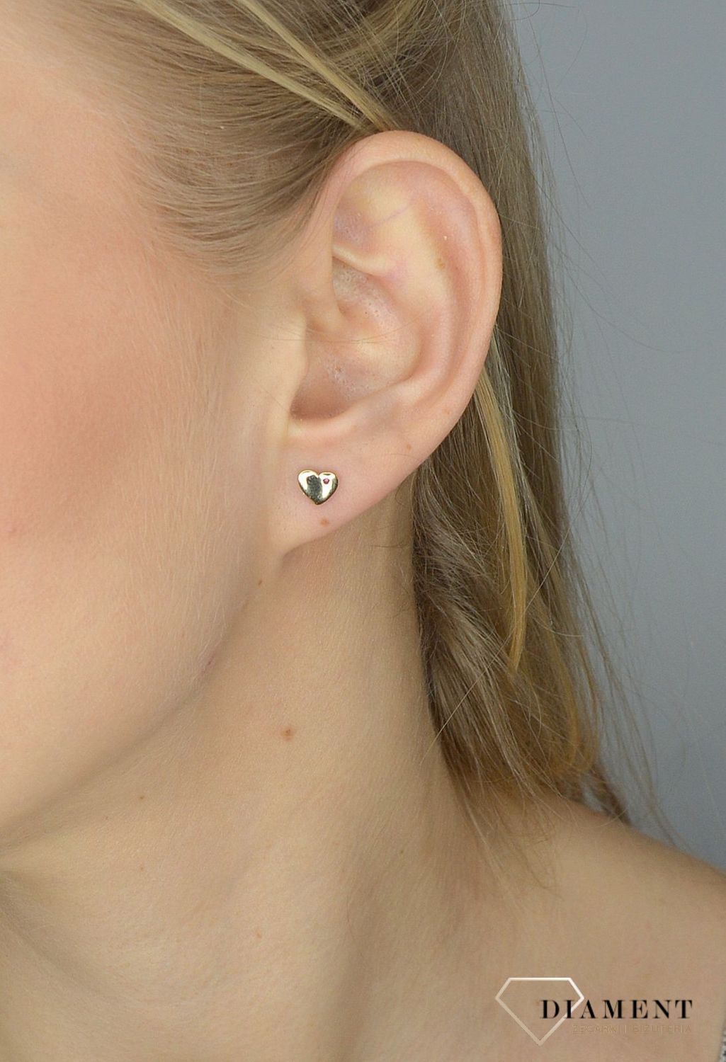 Złote kolczyki 585 serce z czerwoną cyrkonią DIA-KLC-2661-585.jpg