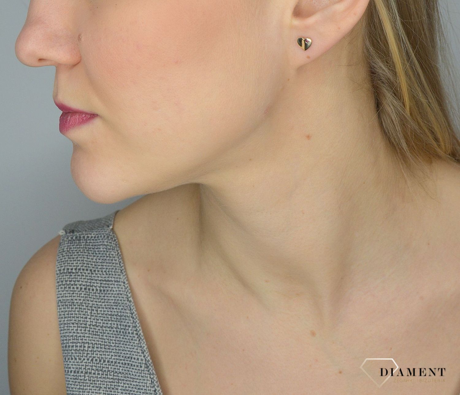 Złote kolczyki 585 serce z czerwoną cyrkonią DIA-KLC-2661-585.jpg