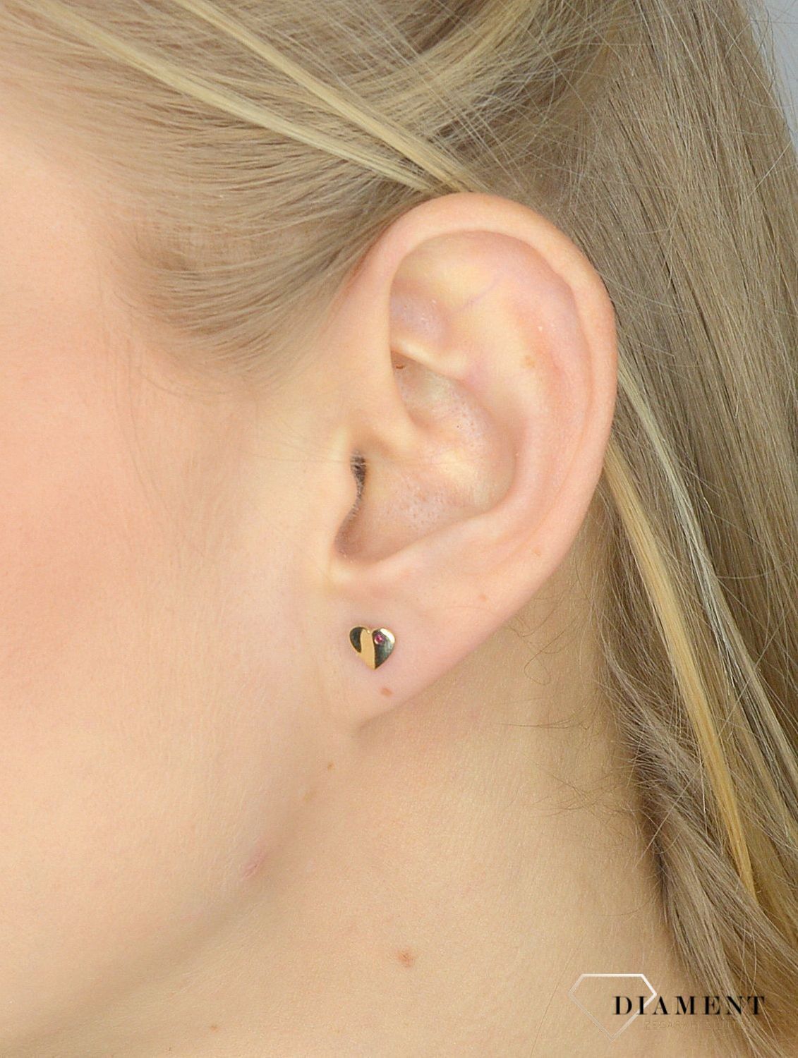 Złote kolczyki 585 serce z czerwoną cyrkonią DIA-KLC-2661-585.jpg