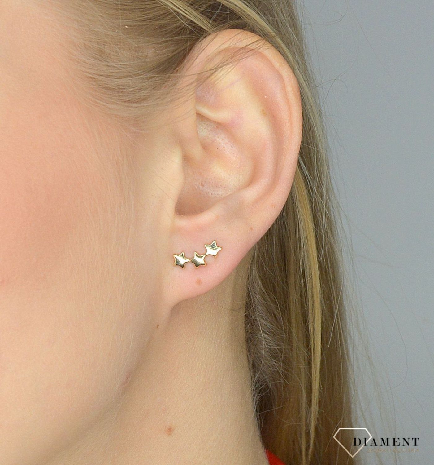 Złote kolczyki 585 potrójne gwiazdki DIA-KLC-2662-585.jpg