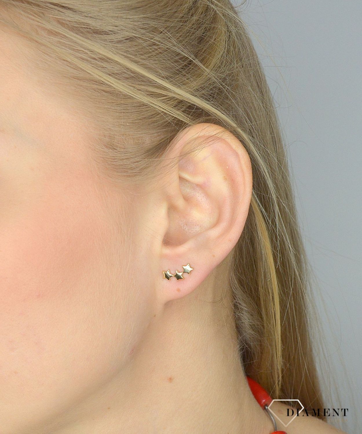 Złote kolczyki 585 potrójne gwiazdki DIA-KLC-2662-585.jpg