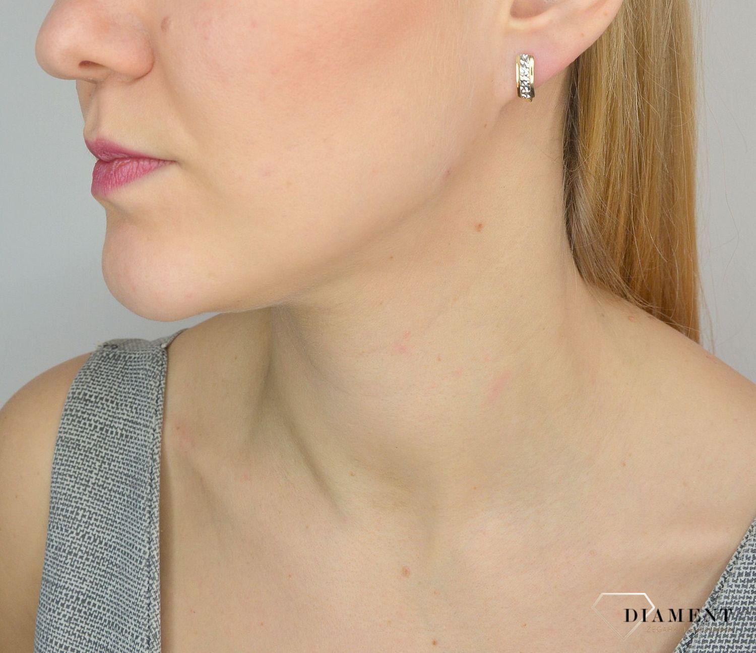 Złote kolczyki 585 żółte i białe złoto grawerowane DIA-KLC-2666-585.jpg