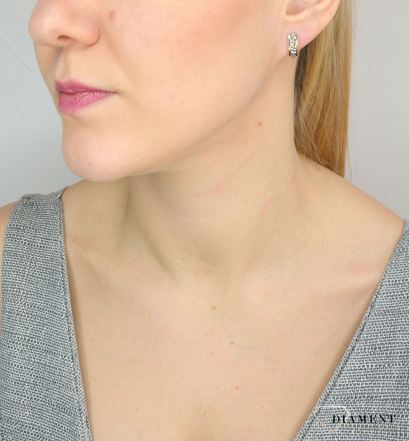 Złote kolczyki 585 żółte i białe złoto grawerowane DIA-KLC-2666-585.jpg